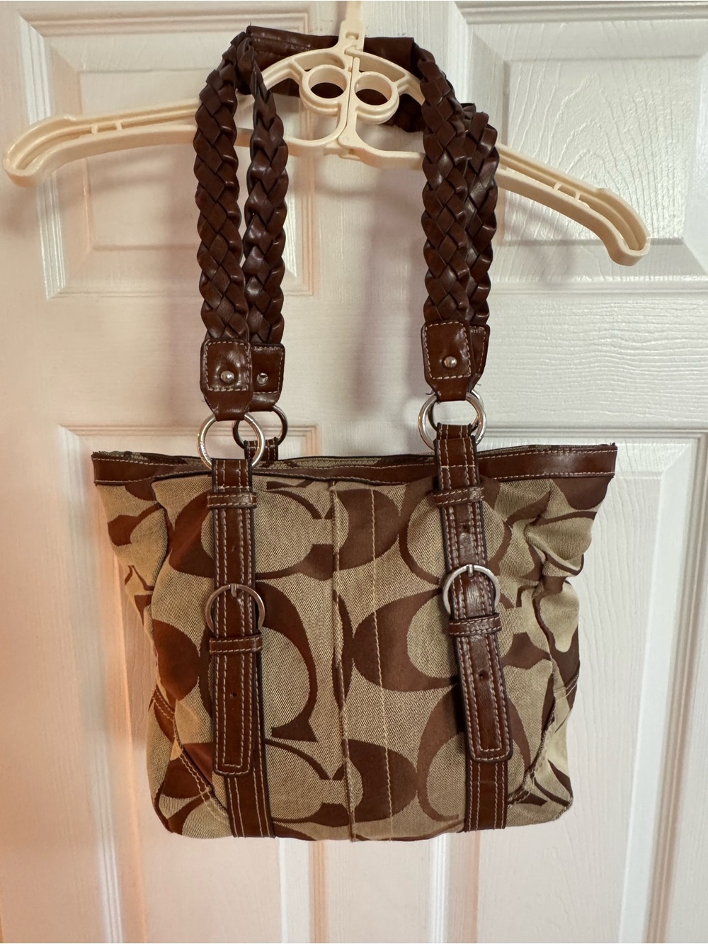 Vintage Coach Canvas Jacquard Tote - Pre-Loved Fixer Upper Restoration Project